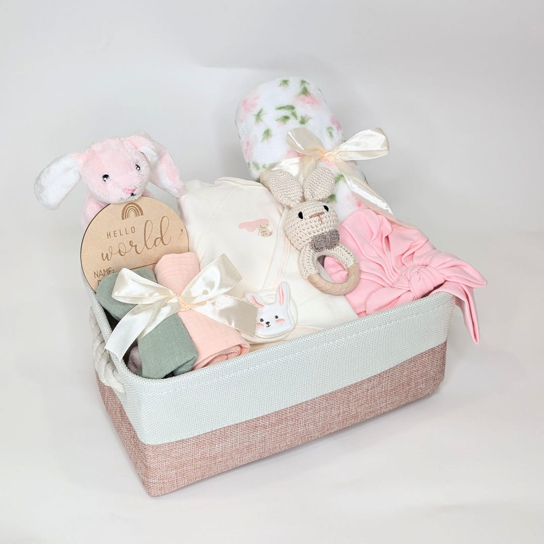 New Baby Girl Gift Box: Organic Cotton Essentials, Keepsake Basket - Etsy