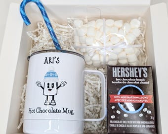Personalized Kids Hot Cocoa Mug Gift Set: Stainless Steel with Lid