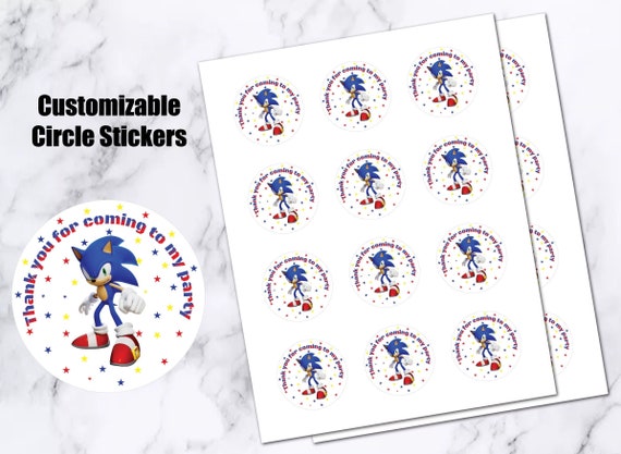 Sonic the hedgehog birthday stickers, Sonic Boom, Sonic Thank you stickers,  favour tags, loot bag, personalized, custom stickers
