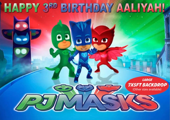 Sfondo stampato PJ Masks, Banner stampato PJ Masks, Decorazioni per feste  di compleanno PJ Masks, Fondali personalizzati, Banner personalizzato -   Italia