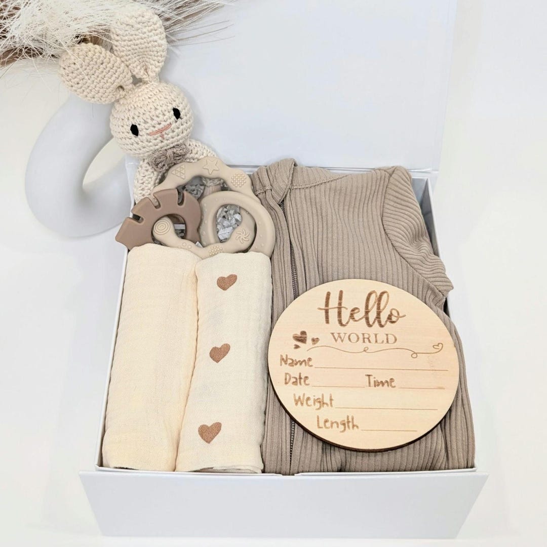 Gender Neutral Baby Gift Box, Hearts Baby Gift, Unisex Gift,baby ...