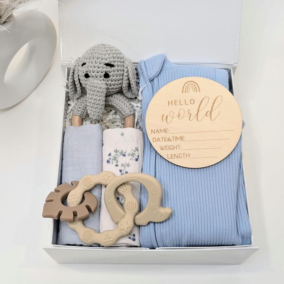 Gender Neutral Baby Gift Box, Custom Baby Gift, Unisex Gift, Elephant ...