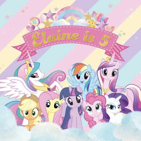 Printed My Little Pony Backdrop, Pony Banner, Birthday Party Decor, Custom Backdrops, Personalized Banner