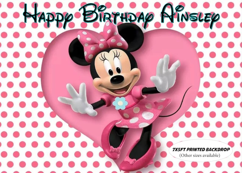 Minnie Mouse Backdrop Minnie Banner Birthday Party Decor Custom Backdrops Personalized Banner