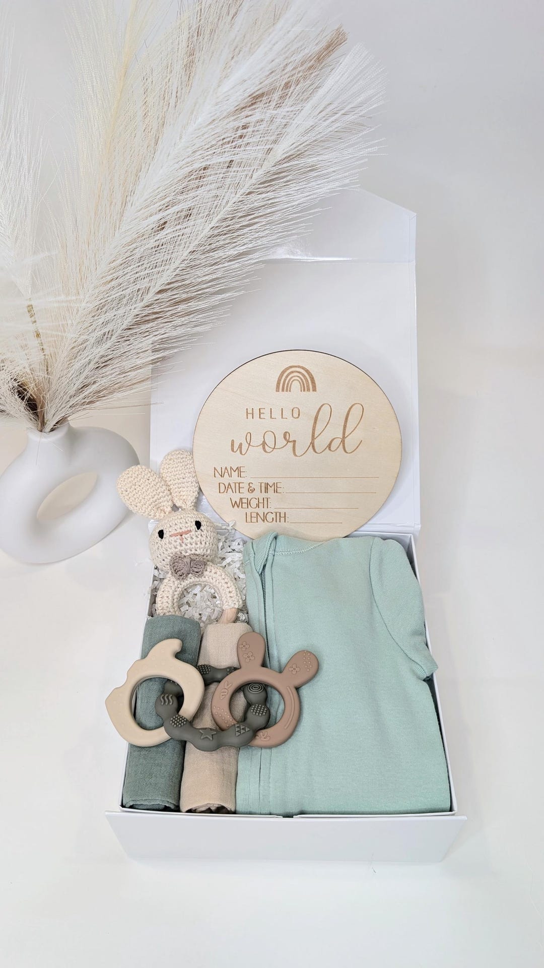 Gender Neutral Baby Gift Box, Organic Cotton Essentials, Keepsake Box ...