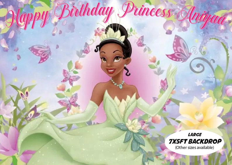 Printed Princess Tiana Backdrop Princess Party Banner Birthday Party Decor Custom Backdrops Personalized Banner