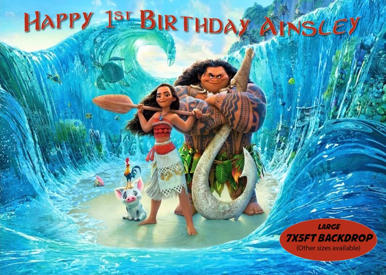 Printed Moana Backdrop Printed Moana Banner Moana Birthday Party Moana Decor Custom Backdrops Personalized Banner