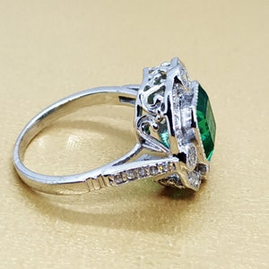 Asscher Cut Green Diamond Ringart Deco Vintage Ringsilver - Etsy