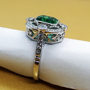 Asscher Cut Green Diamond Ring,art Deco Vintage Ring,silver Classic ...