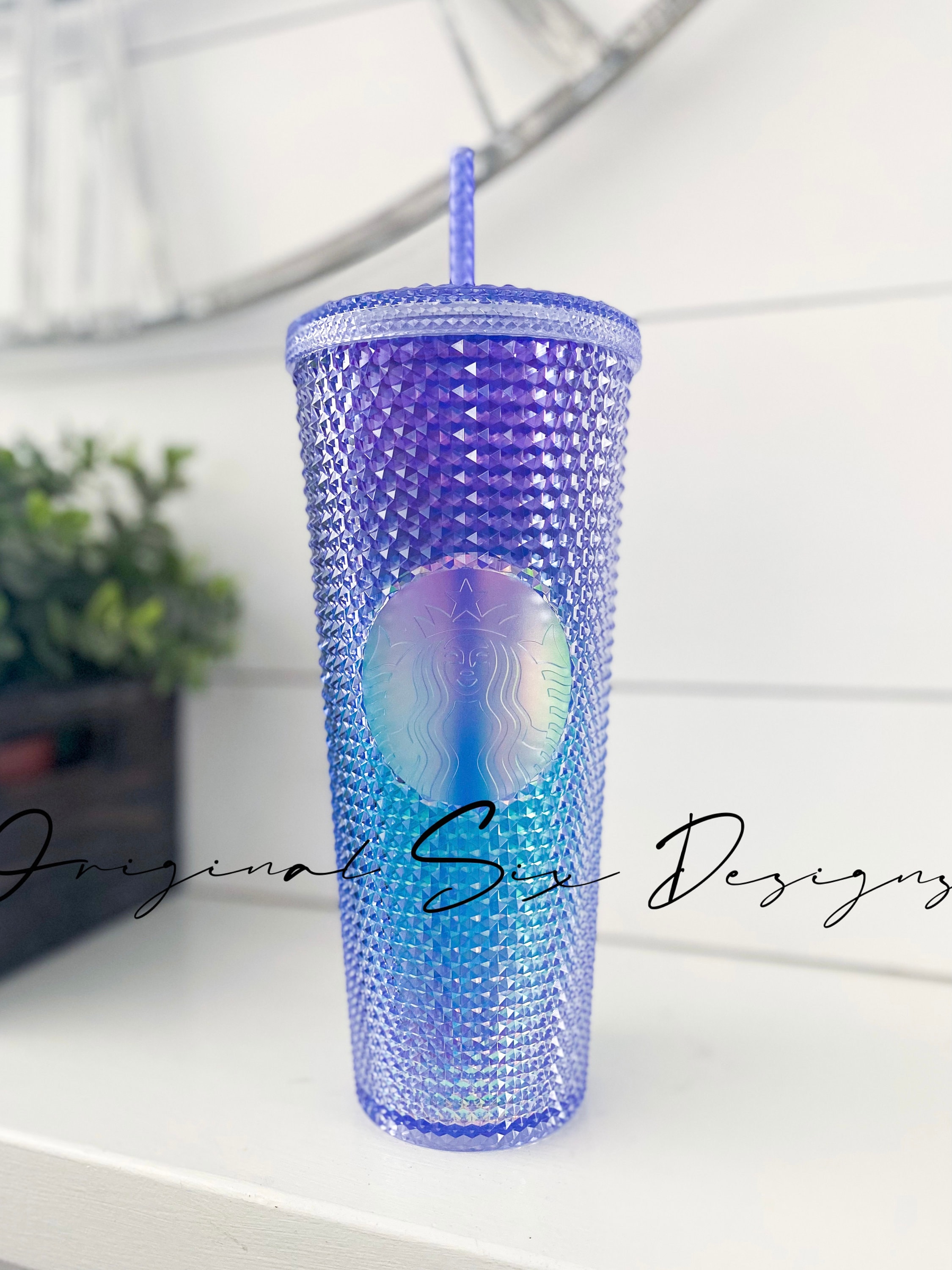 Starbucks 2021 Metallic Blue and Purple Ombre Tumbler Travel Cold Cup –  Blueberry Cat