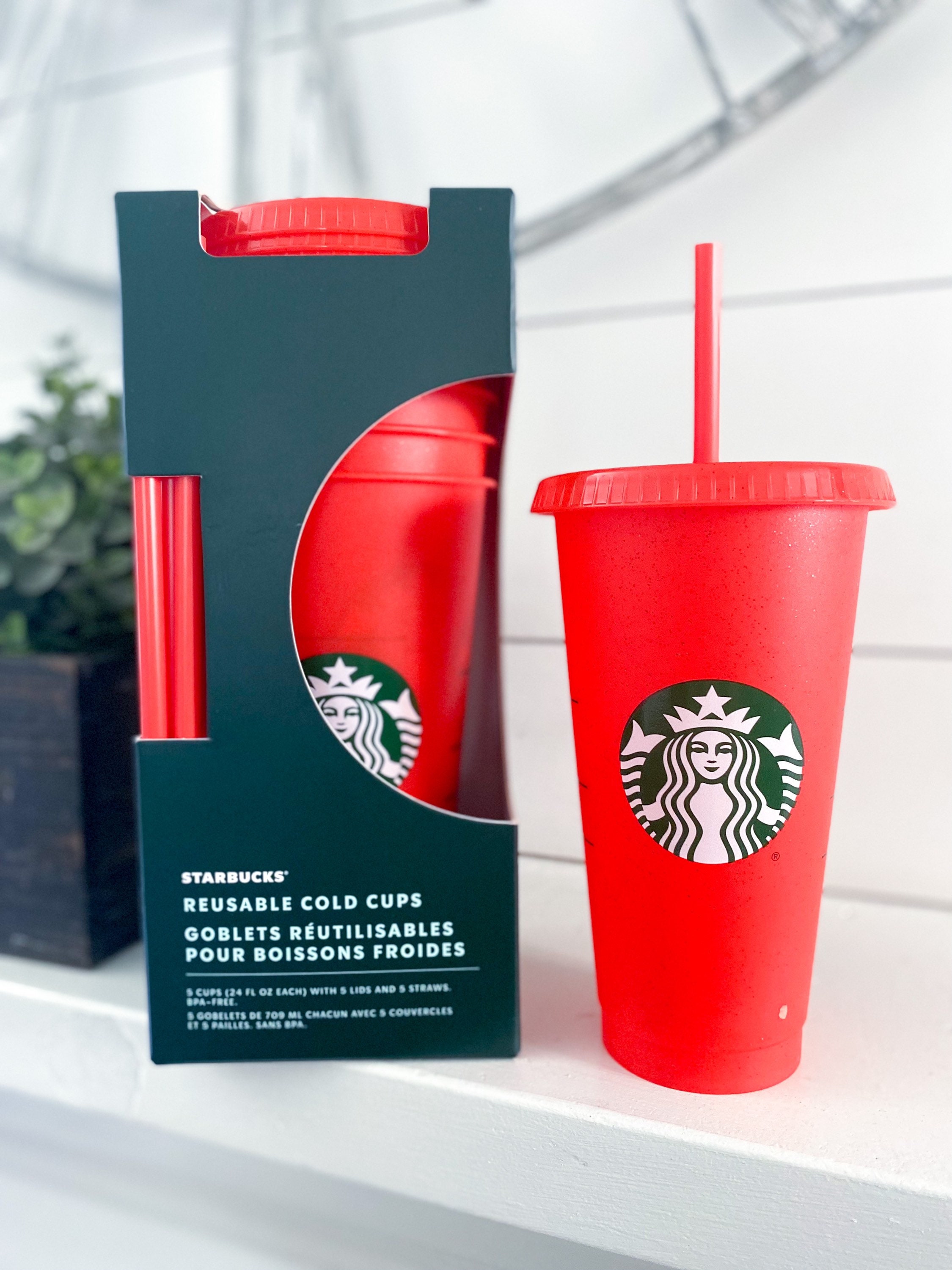 NEW 2020 Starbucks Winter Glitter Cold Cups Pack of 5 same Etsy
