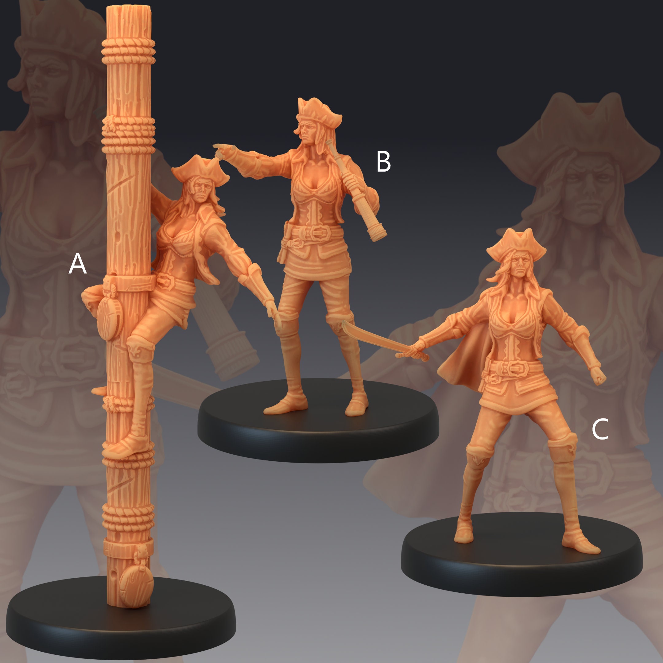 Pirate Boatswain miniature 3D printed tabletop pirate Etsy