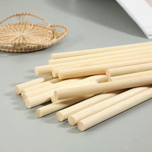 Wooden Round Rods/Dowels for DIY Macrame Handmade Projects | 8mm Thickness | Lengths 20 to 40cm / | 6-10 Piece Sets | Free Shipping