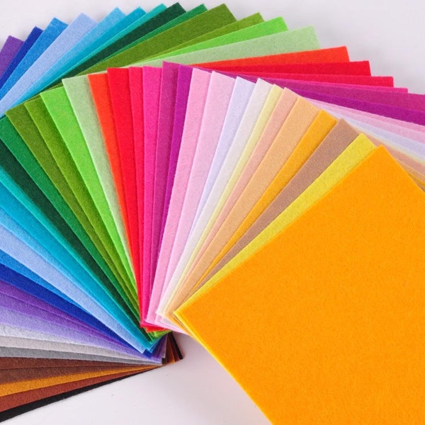 Felt Fabric Mixed Colours | 15x15cm Square | 40 Mixed Colours | Ideal for Craft Projects