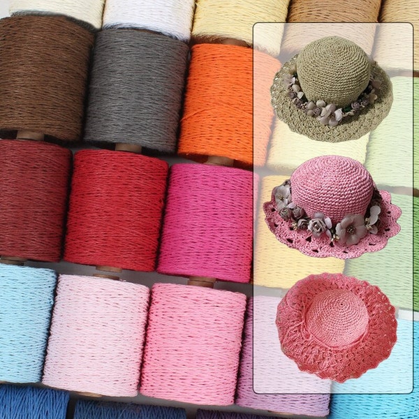 Fils de paille en raphia naturel | Pour les projets de crochet tricotés à la main | 280 mètres | 24 couleurs | Livraison gratuite