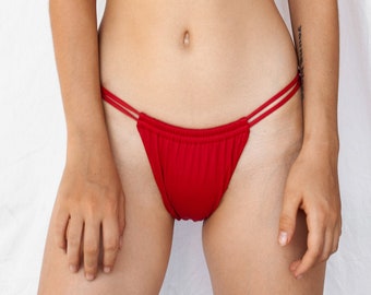 Red Cheeky Bikini Bottom | Borneo | Tanning bikini | minimal cut | Ethical swim