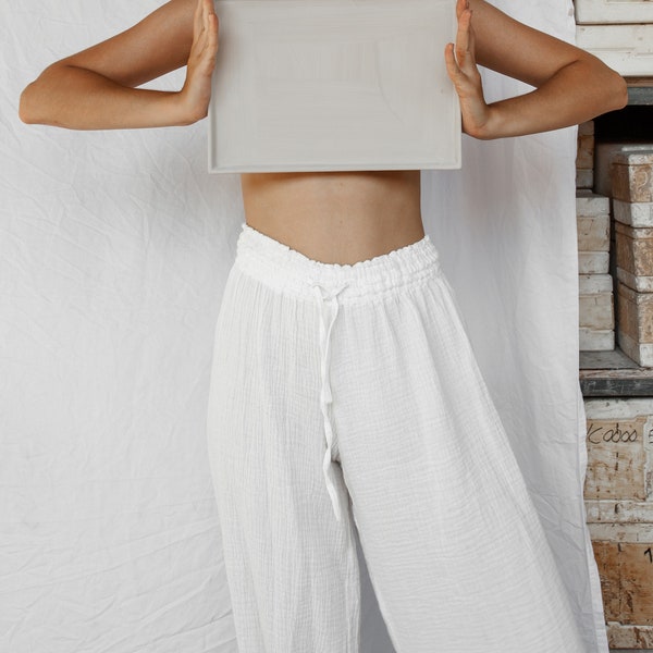 Cotton White Pants | Akasha | Sustainable Clothing | Comfortable Pants