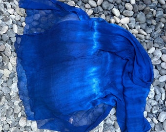 Deep Blue - Indigo Plant Dye, Silk Chiffon Scarf