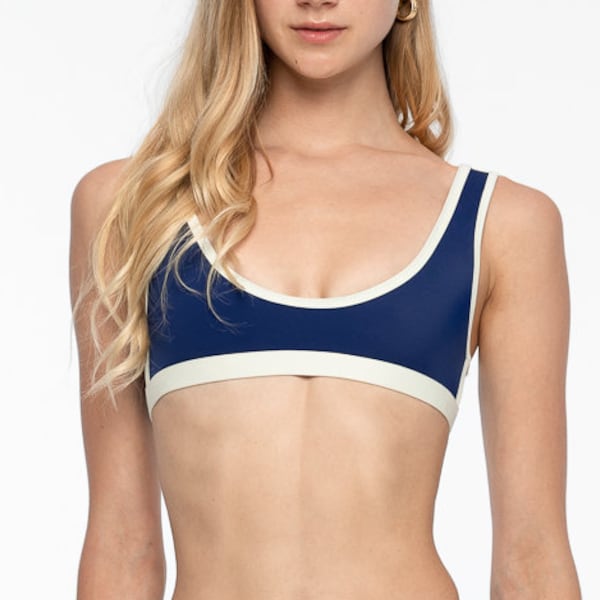 Blue Bikini Top  | Serena | Sporty Square cut| Sustainable swim