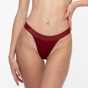 Maroon Red bikini bottoms Luna Cheeky Cut Sustainable swimwear image 1