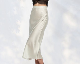 White Silk Maxi Skirt | Meeko | Sustainable Clothing | Slip outfit