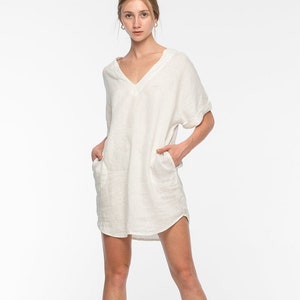 Linen White Kaftan Dress Margie Sustainable Clothing image 1