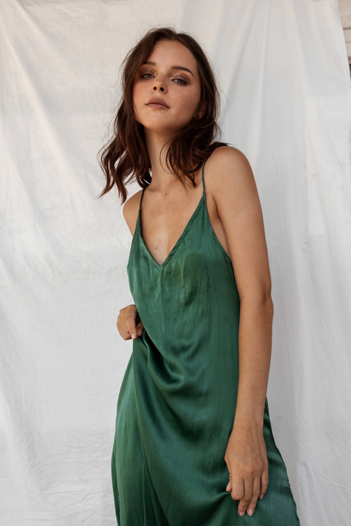 Green Silk Dress Lily Ahimsa Silk Slip Dress - Etsy