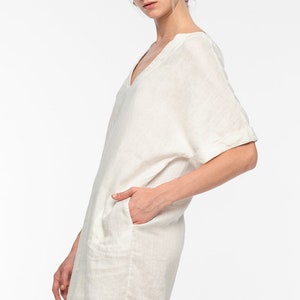 Linen White Kaftan Dress Margie Sustainable Clothing image 4