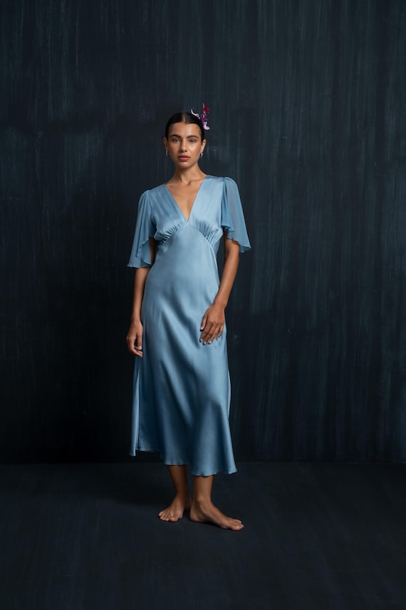 silk dress sustainable SILK DRESS VICTORIA KIMBER, hand made - MOMO NEW YORK