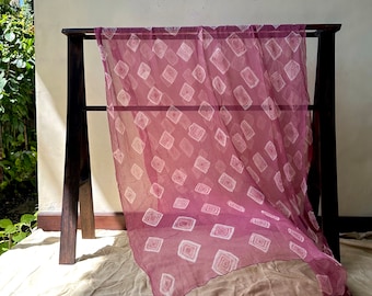 Pink Shibori silk chiffon scarf - Hand-made, Plant Dye from Botanicals