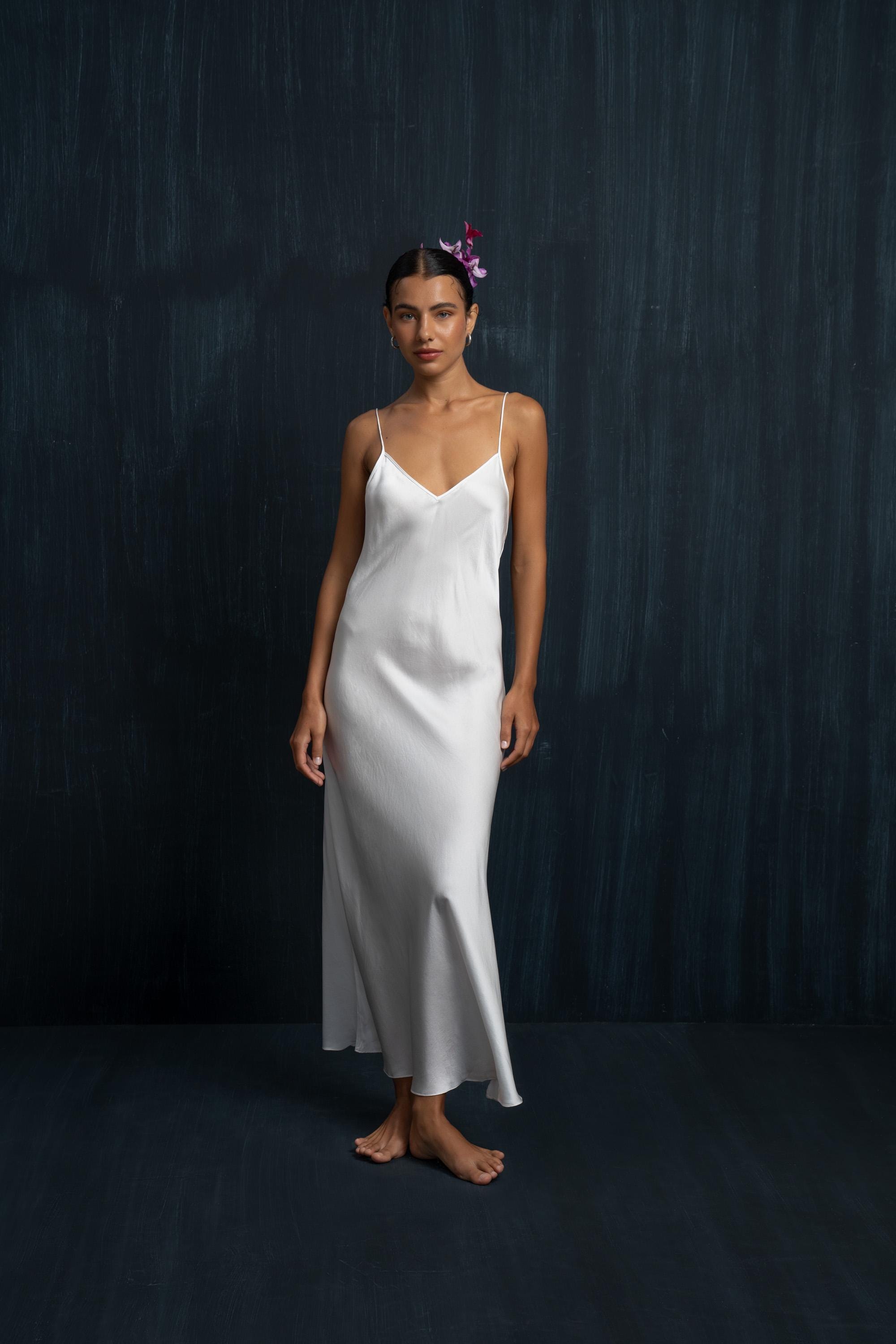 white slip bridesmaid dresses Caroline Slip Dress
