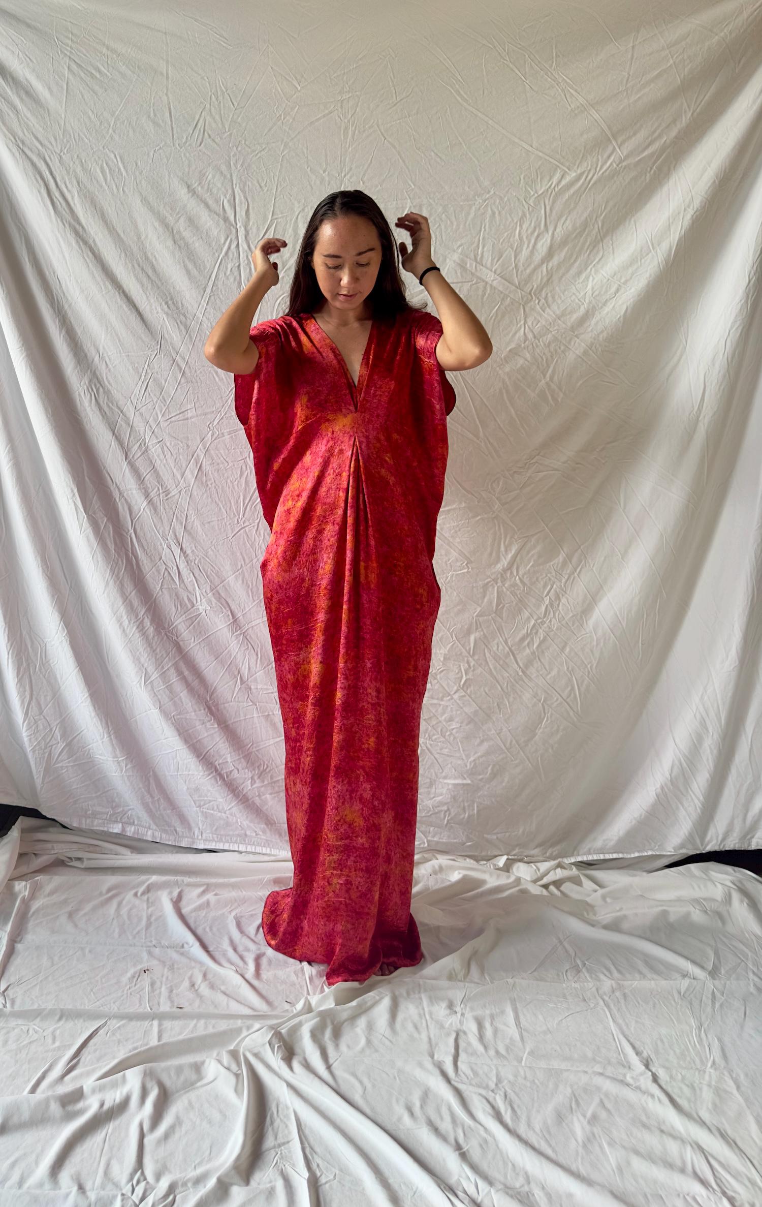 fitted caftan dress Rosie Assoulin Ribbon Caftan Dress Navy