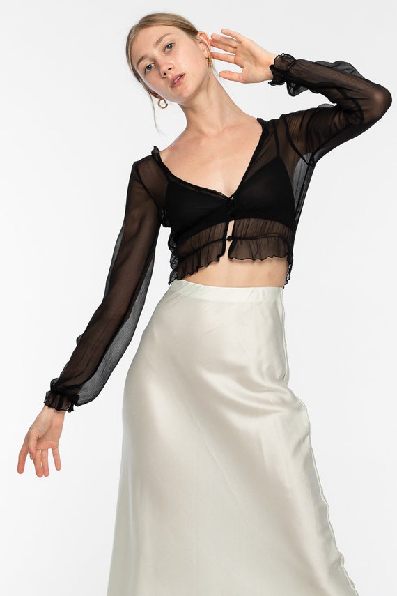 Black Silk Top Zena Chiffon Evening 
