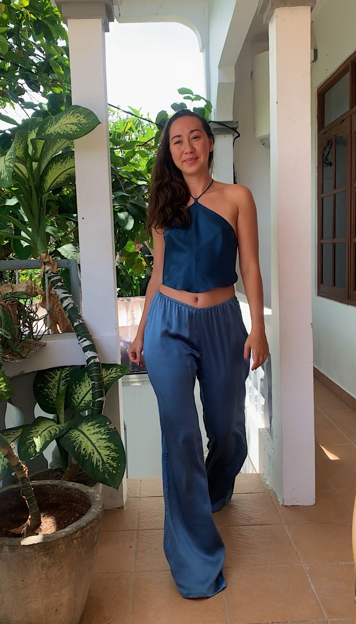 Enid Blush Silk Pants