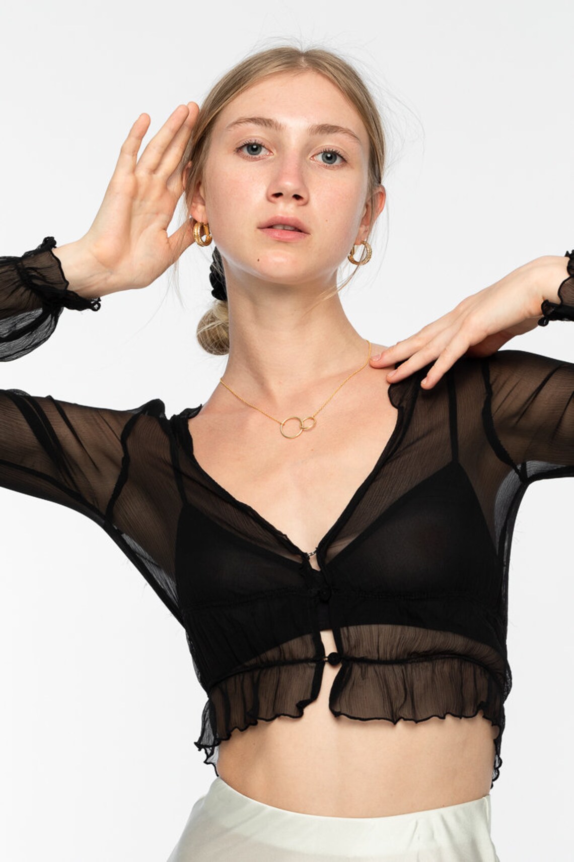 White Silk Top Zena Chiffon Evening Blouse Etsy