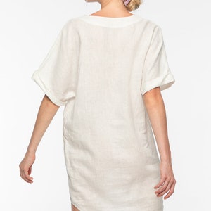 Linen White Kaftan Dress Margie Sustainable Clothing image 5