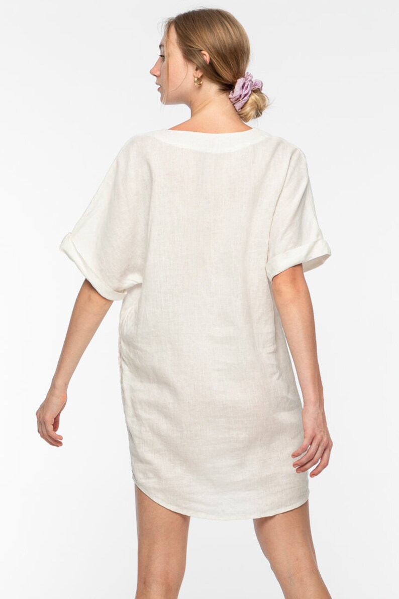 Linen White Kaftan Dress Margie Sustainable Clothing image 5
