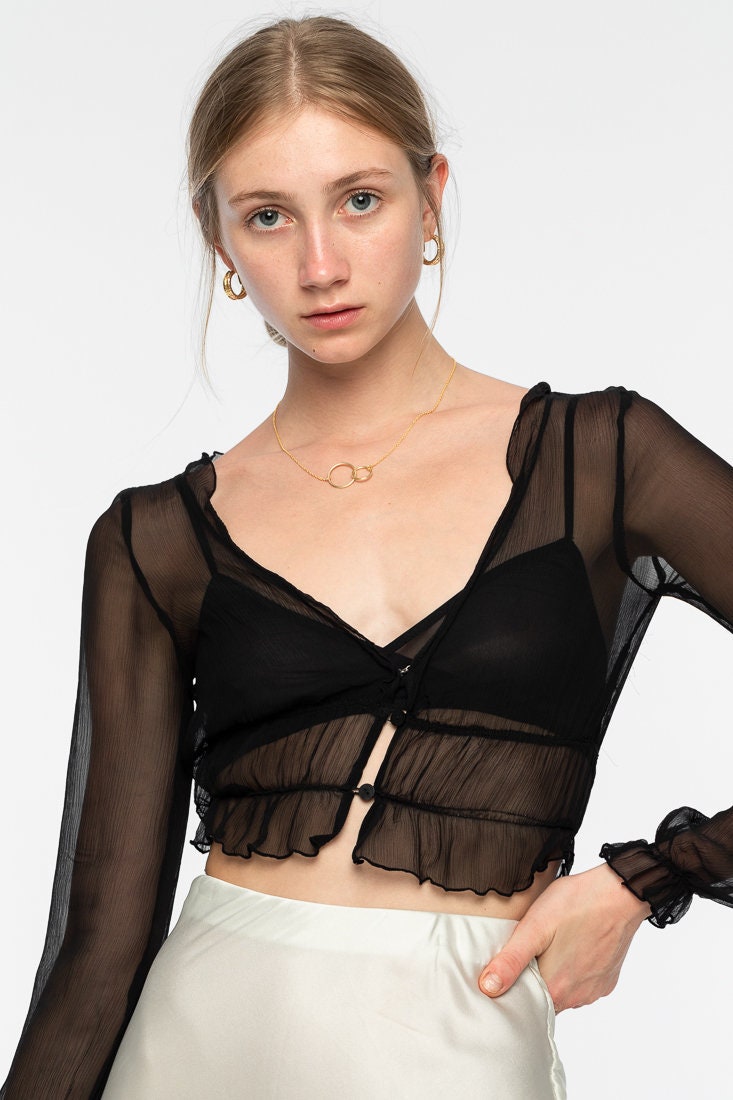 White Silk Top Zena Chiffon Evening Blouse Etsy