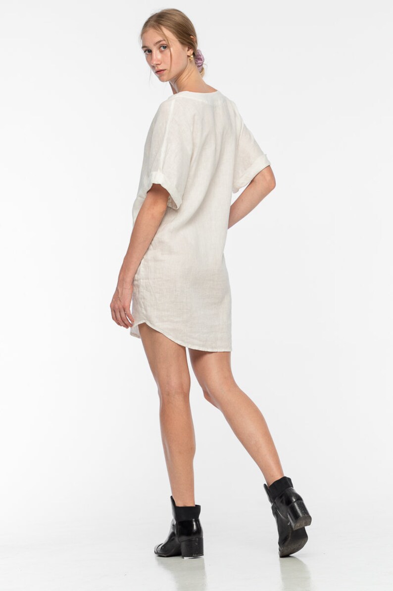 Linen White Kaftan Dress Margie Sustainable Clothing image 2