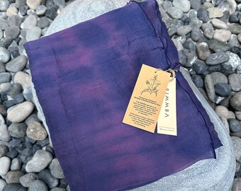 Purple Sunset - Silk Chiffon Pink and Purple Scarf, Plant Dye, Jumbo Scarf