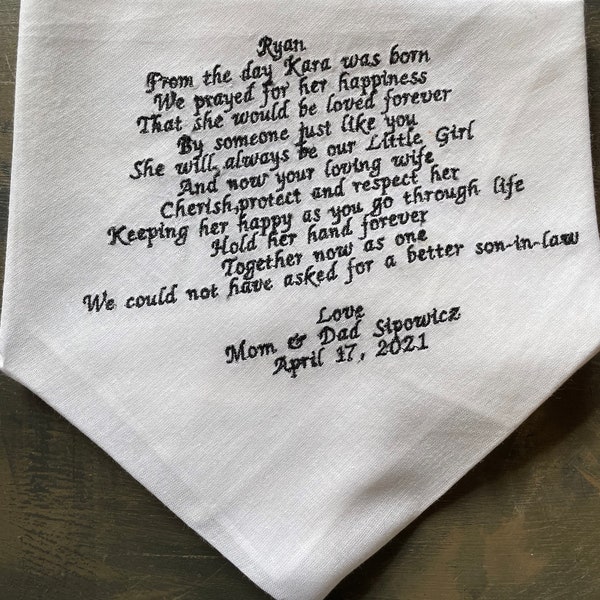 Custom Embroidered Wedding Handkerchief-Future Son-in-law