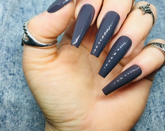 Grey Ombre Nails Etsy