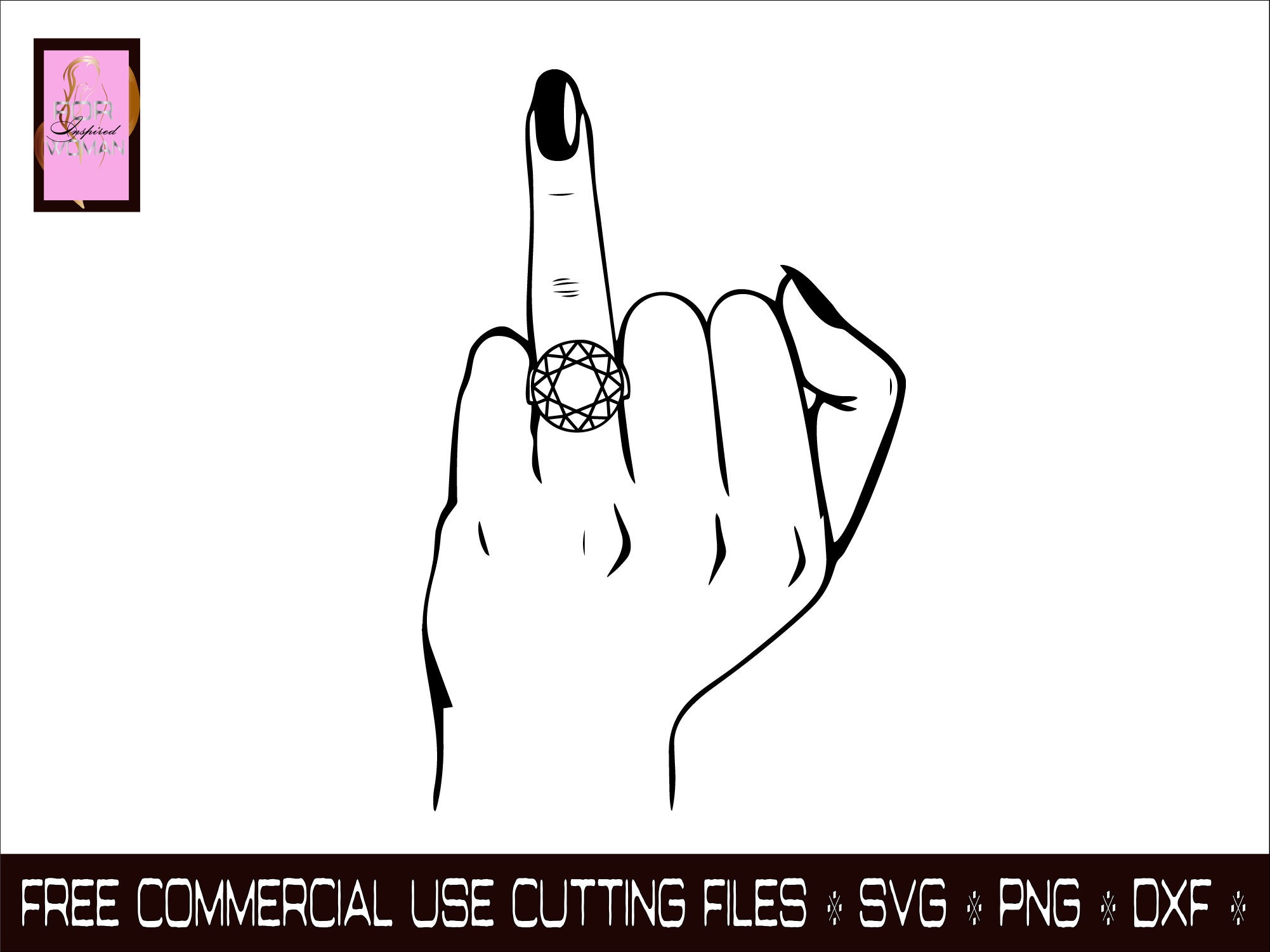 Black White Wedding Ring Finger SVG Clipart, Rude Ring Finger Image Digital  Download, Ring Finger Silhouette Eps Png Dxf Vector File