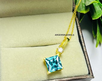 Paraiba Tourmaline Necklace: Handmade 925 Silver Green Gemstone Pendant