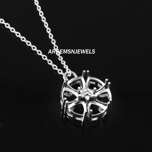 Sterling Silver Trillion Pendant Setting: 6mm Semi Mount