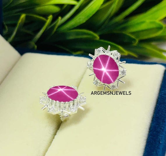 Stud Star Lindy Earring, Women's Pink Lindy Star Sapphire Earring