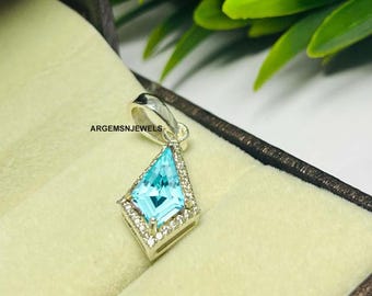 Kite Cut Paraiba Tourmaline Necklace: 925 Sterling Silver Bridal Jewelry