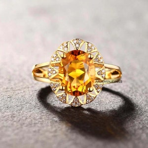 Genuine Yellow Topaz Ring-November Birthstone Ring-Yellow Gemstone-Golden Topaz Ring-14k Gold Plated Ring-Golden TOPAZ Jewelry Ring