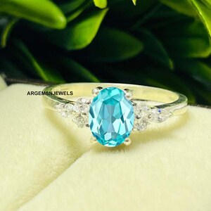 Paraiba Tourmaline Ring: Silver Neon Engagement Ring, October Birthstone