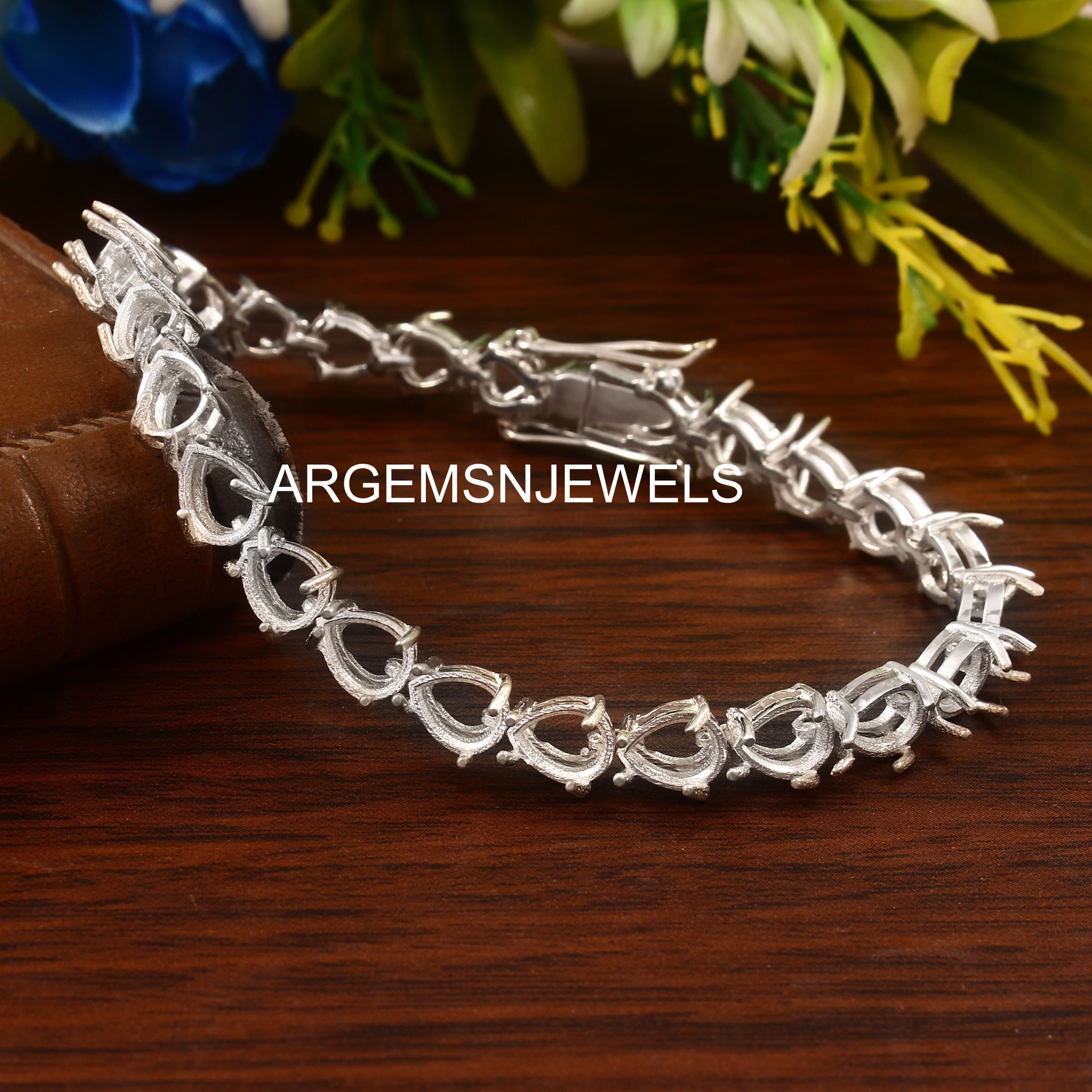 Pear 7x5mm Sterling Silver Semi Mount Tennis Bracelet - Etsy